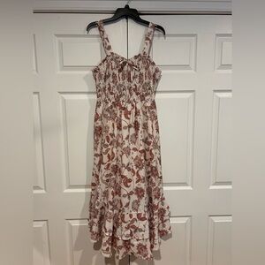 Grace Karin Rust and Cream Floral Midi Dress